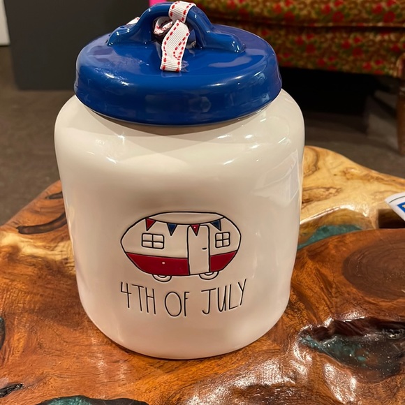 Rae Dunn Kitchen Rae Dunn Summer Ll 4th Of July White Canister Rv Camper Blue Lid Poshmark